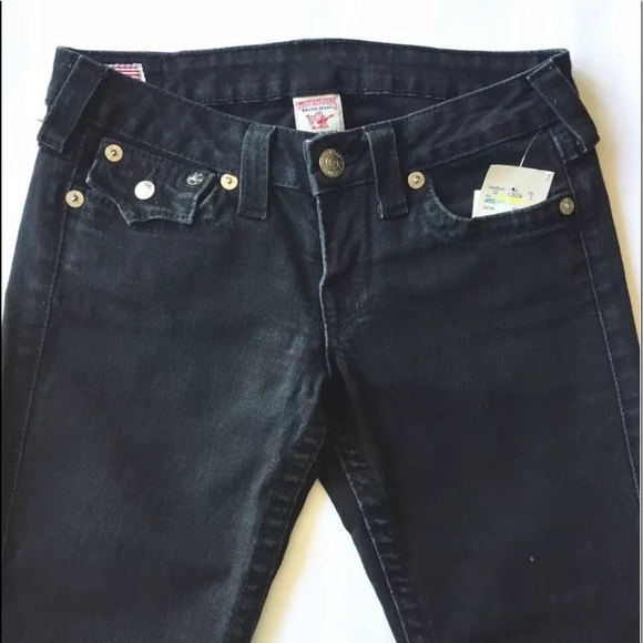 True Religion Women’s Billy Jeans Distressed Black Straight 27 Bead Embellished - Picture 5 of 9